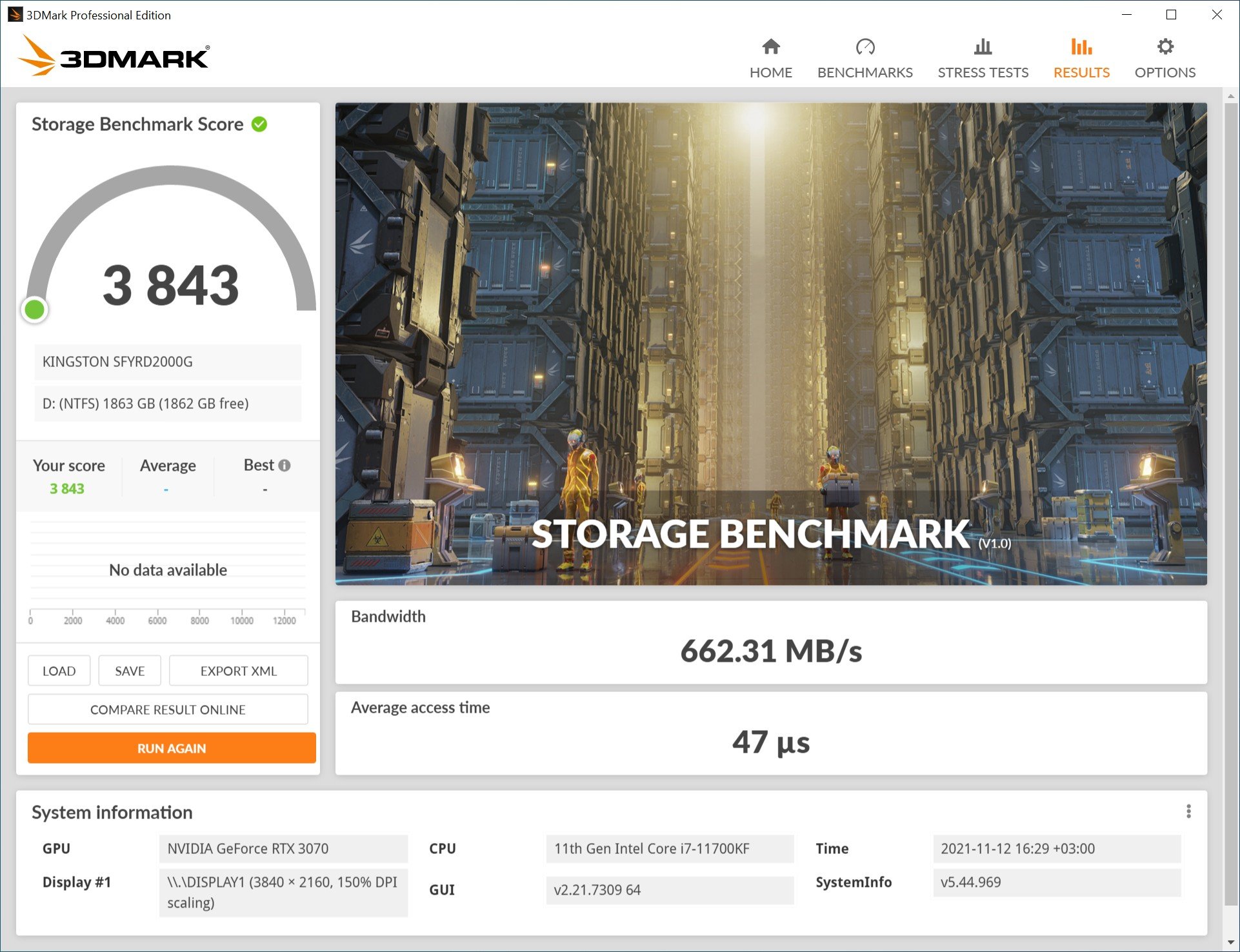 Kingston FURY Renegade 2 TB 3DMark Storage Benchmark performance