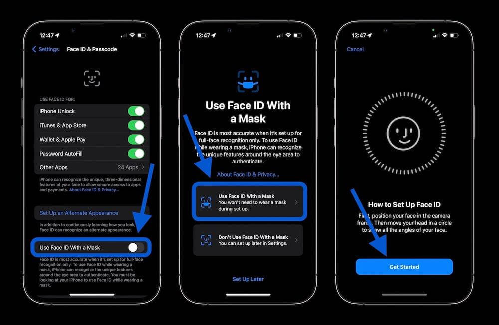 iOS 15.4 Face ID with mask