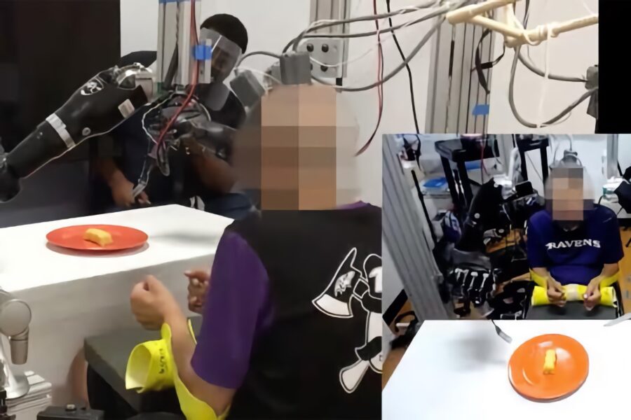 The brain-machine interface helped a person with paralysis to eat with the help of robotic hands