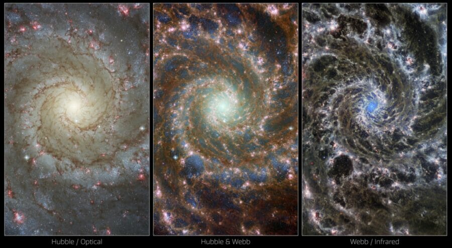 Hubble and Webb telescopes photographed the Phantom galaxy: stunning beauty