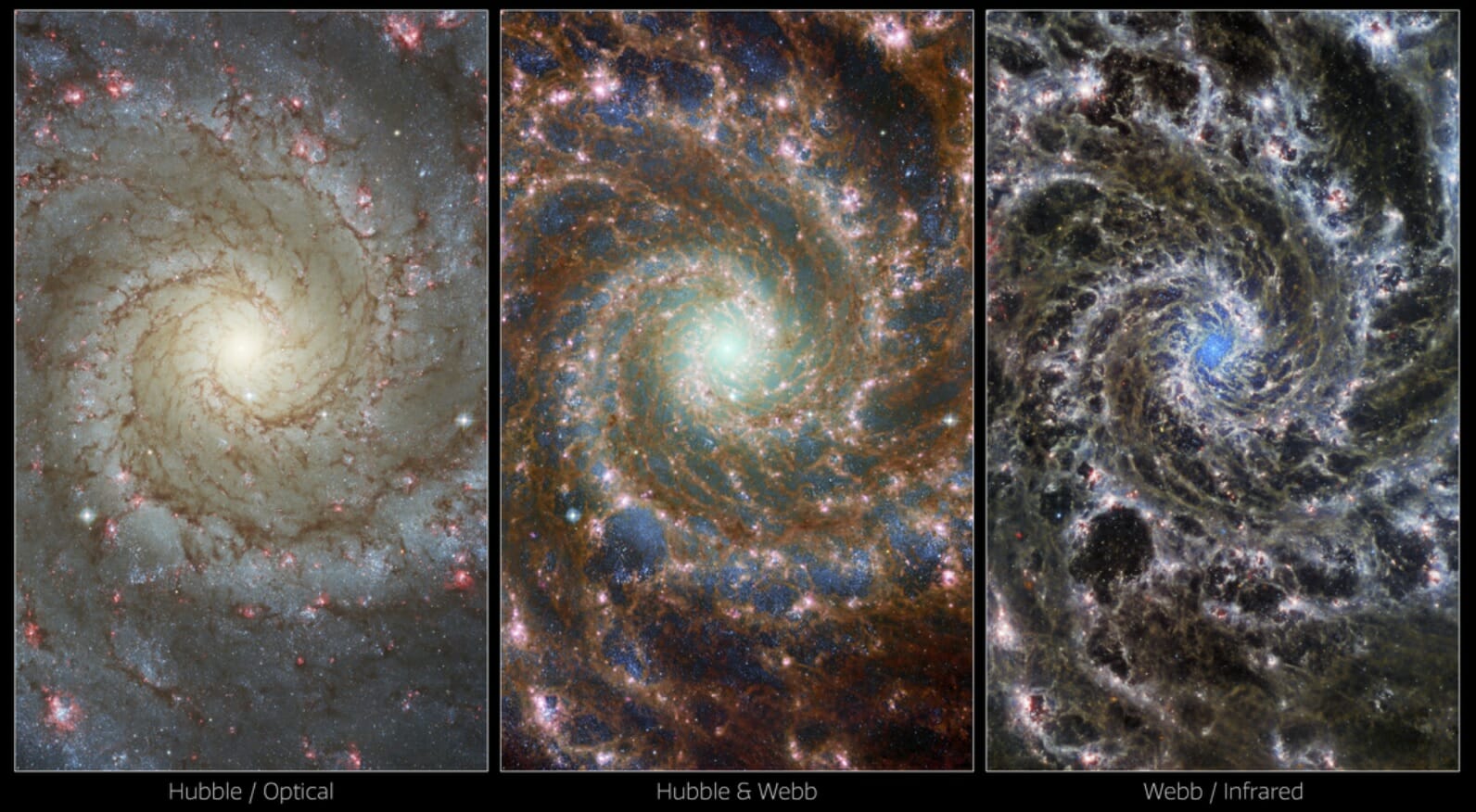 Хаббл і телескоп Вебба сфотографували галактику Фантом: приголомшлива краса