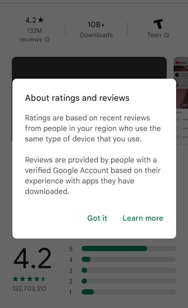 In the Google Play Store, they began to show reviews of applications relevant to the type of device