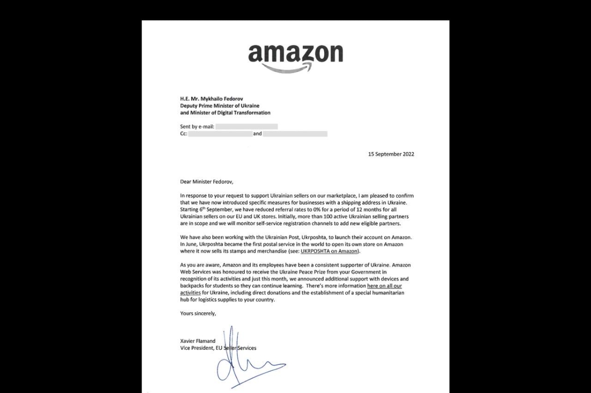 Компанія Amazon скасує комісію для українських підприємців на рік