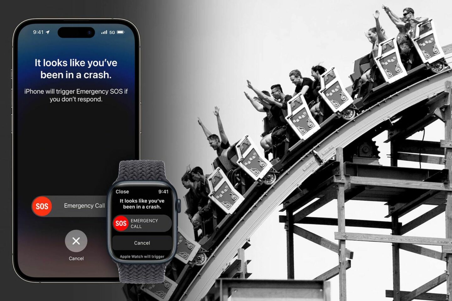 Automatic crash detection feature on the new iPhone 14 and Apple Watch goes off on a roller coaster