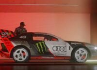 Ken Block continues to destroy the rubber. This time in Las Vegas and on an electric Audi
