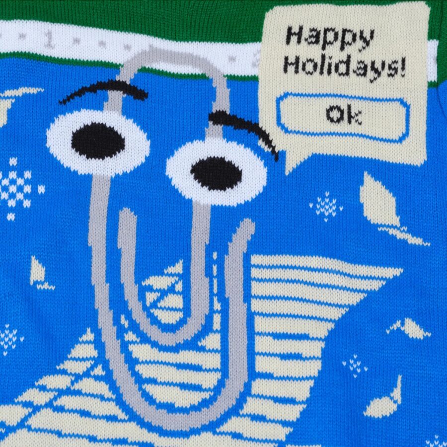 Another "ugly" Christmas sweater from Microsoft — this time based on Clippy