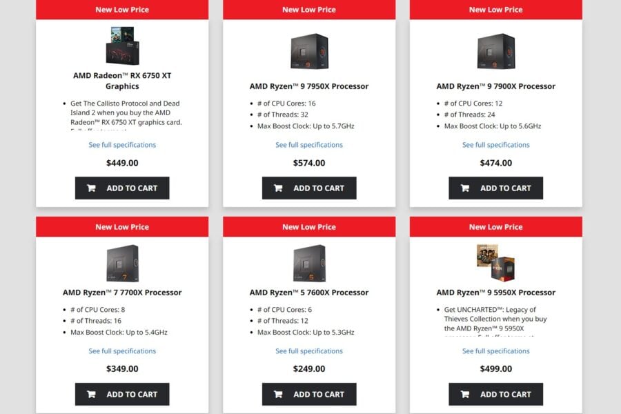 AMD Ryzen 7000 has become significantly cheaper in the official online store