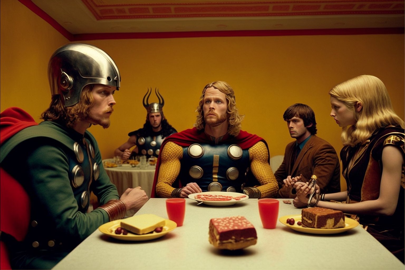 The Avengers 1980 directed by Wes Anderson - Midjourney V4 image generator version