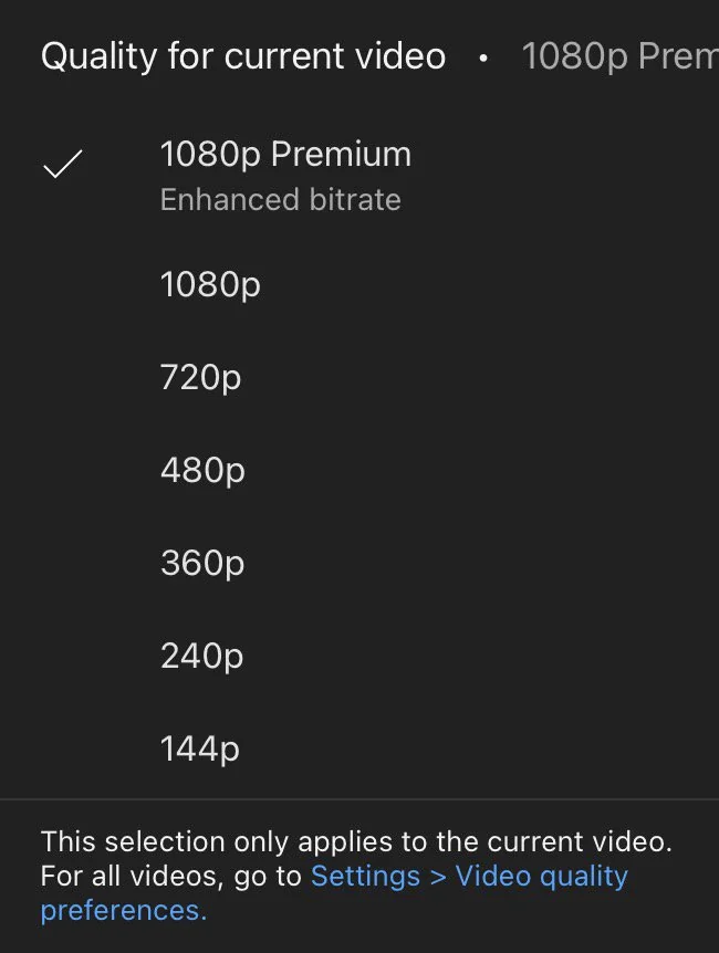 YouTube is testing a "1080p Premium" option with an enhanced video bitrate