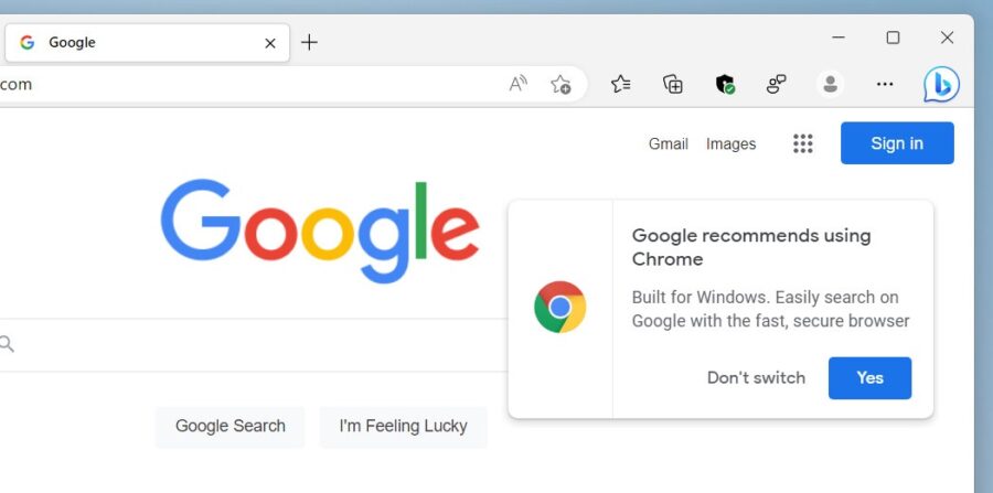 Microsoft is trying to insert a giant banner on Chrome’s download page to get you to stay on Edge