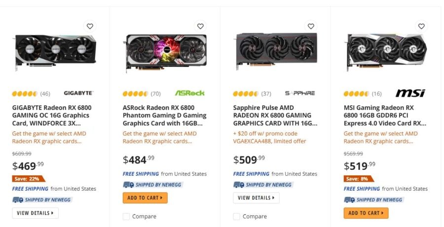 AMD Radeon RX 6800 price