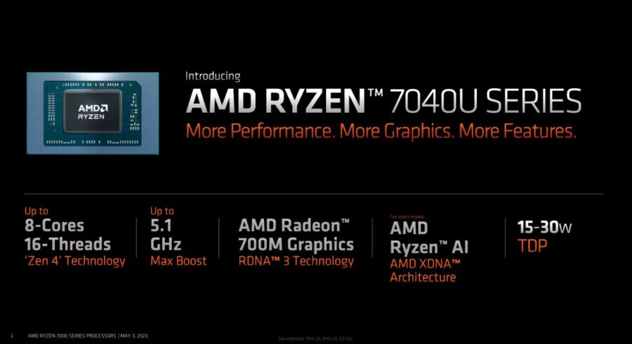 AMD announces Ryzen 7040U mobile processors: a race to take the lead