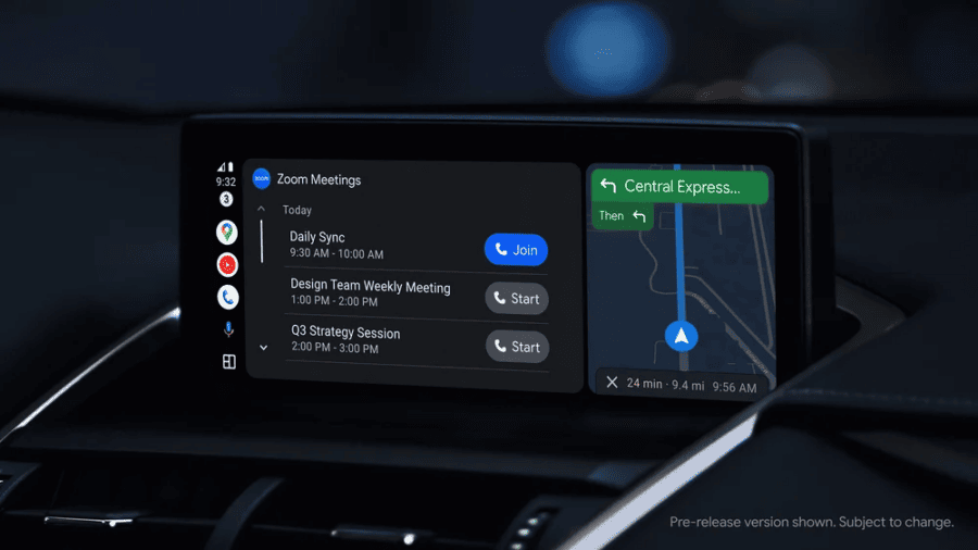The Android Auto system has received support for Zoom, Teams and Webex applications