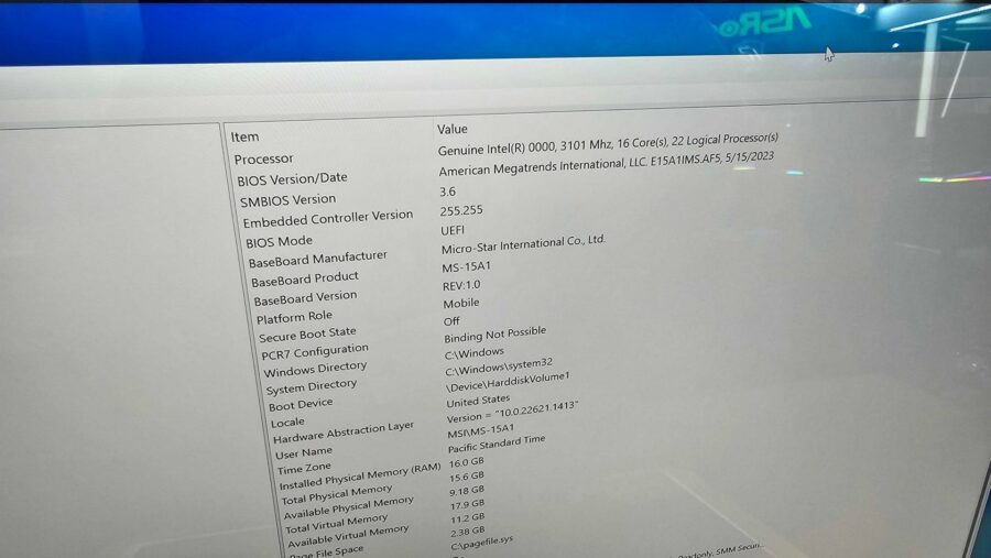 MSI showed a laptop with a Meteor Lake processor at Computex 2023