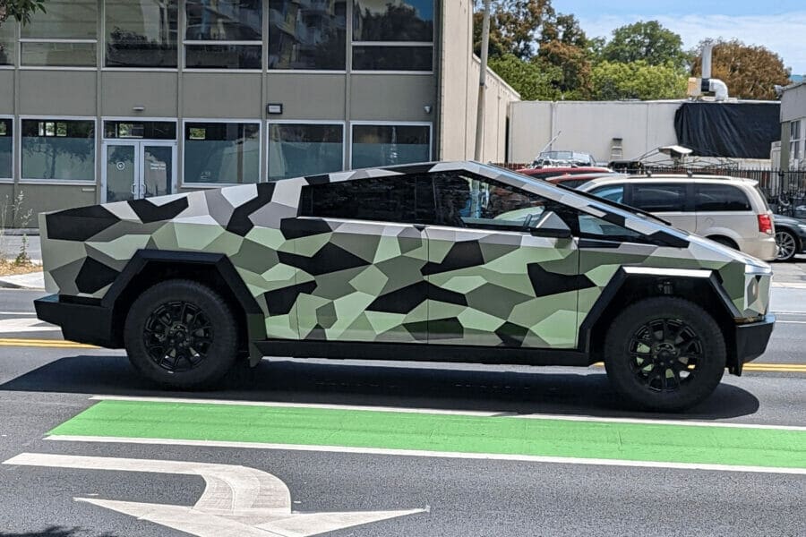 The Tesla Cybertruck was first spotted in camouflage