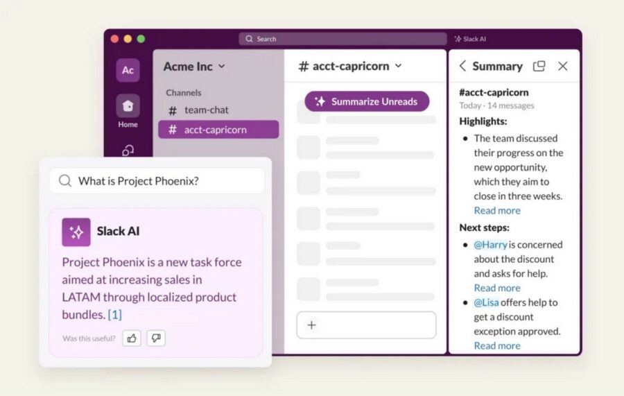 AI will prepare summaries of work-related Slack conversations, which can be used for reports