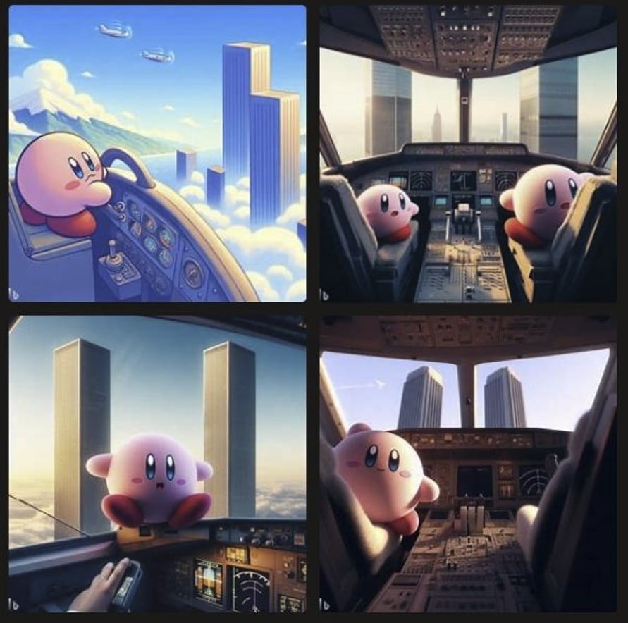 Bing users created an image of the 9/11 attack - but the plane is piloted by cartoon characters