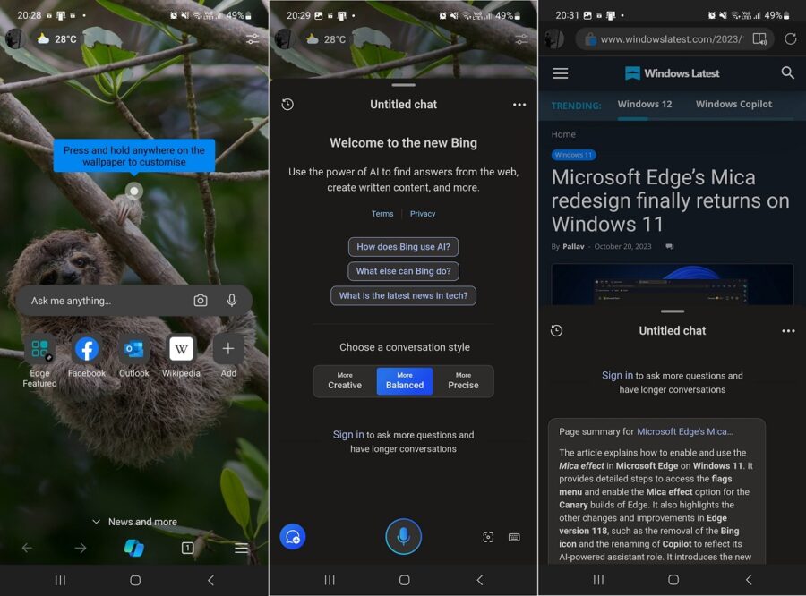 Microsoft Edge for Android will get support for Copilot artificial intelligence