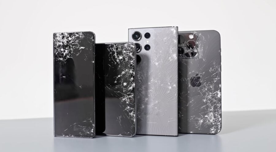 Another crash test compares the effects of dropping the iPhone 15 Pro Max with flagships from Samsung and Google