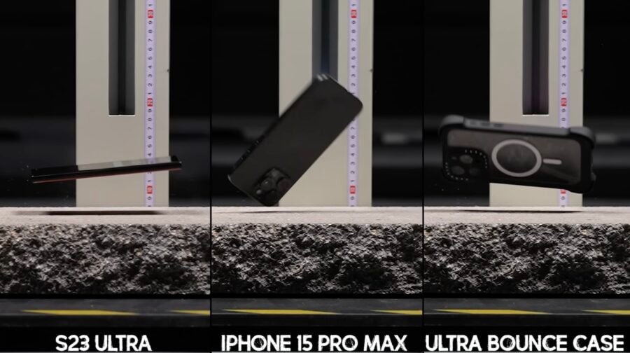 PhoneBuff’s drop test compares the durability of the new iPhone 15 Pro Max case with the Samsung Galaxy S23 Ultra