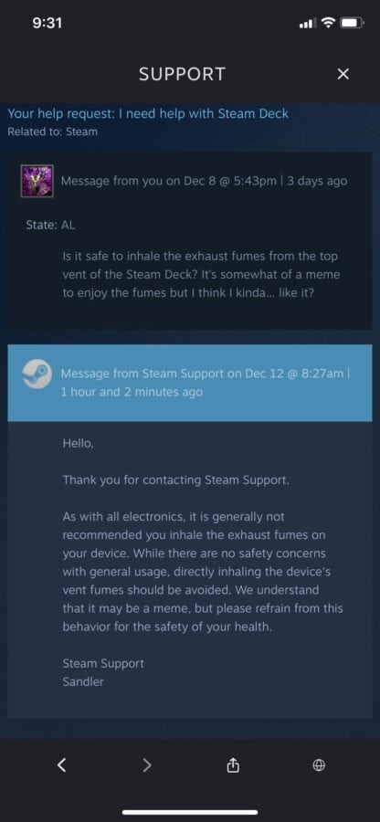 Valve asks Steam Deck owners to stop "inhaling exhaust fumes"