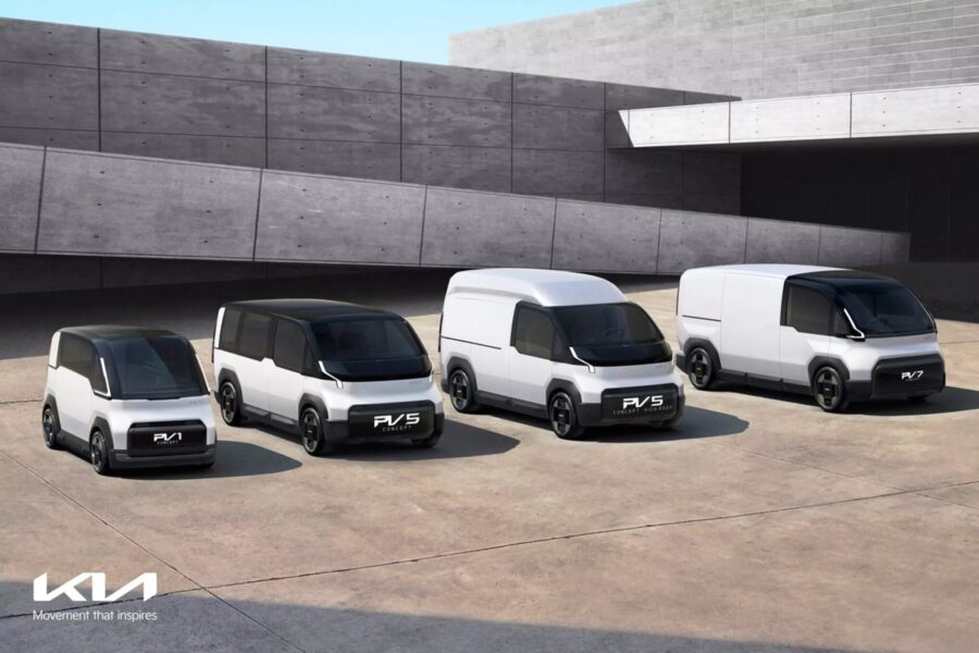 Kia unveils conceptual electric vans with magnetically interchangeable bodies