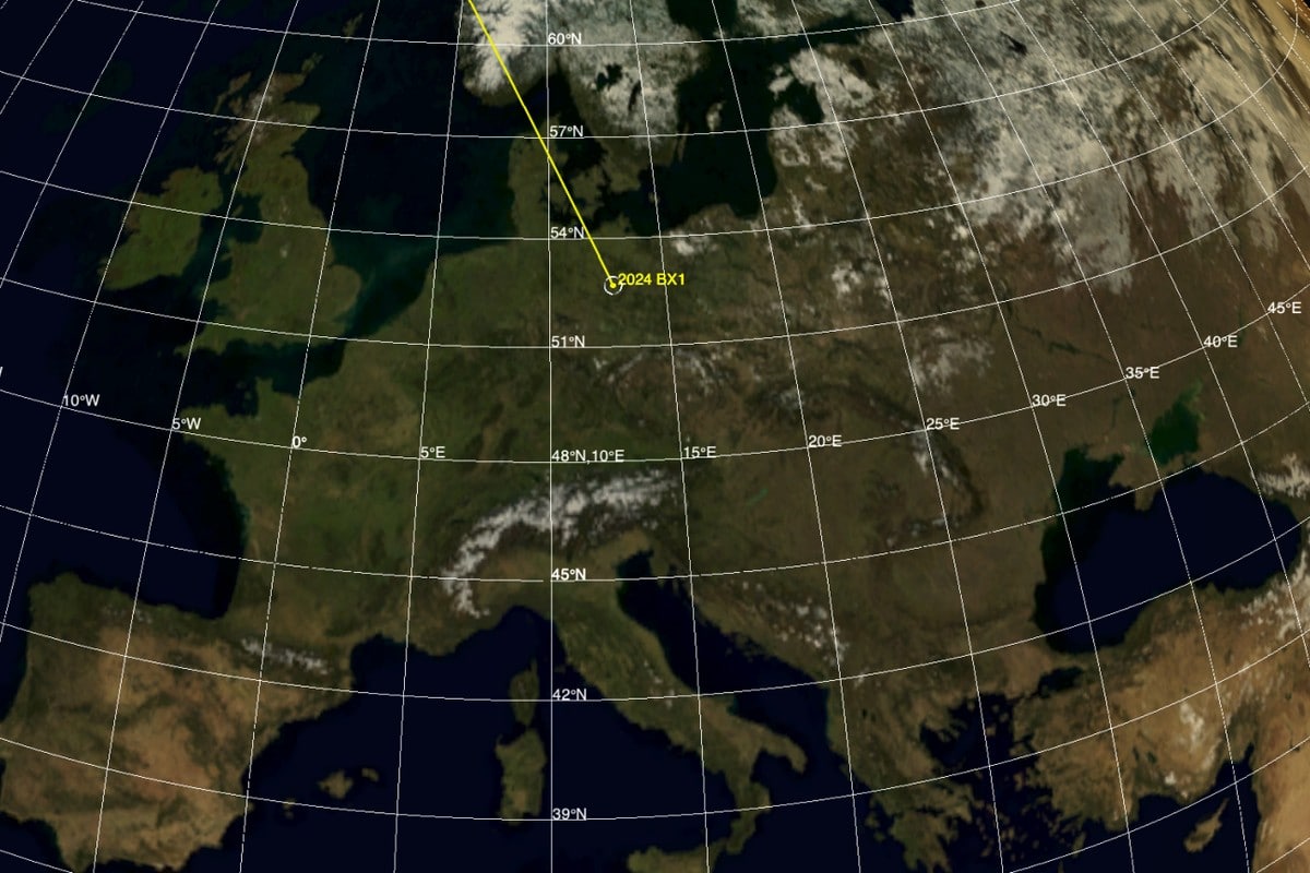 NASA system predicts fall of small asteroid 2024 BX1 over Germany