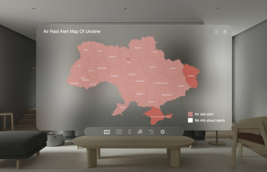 Мапа тривог України для Apple Vision Pro