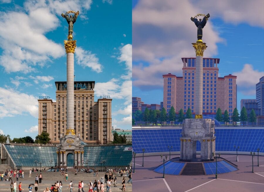 Kyiv's Independence Square recreated in Fortnite