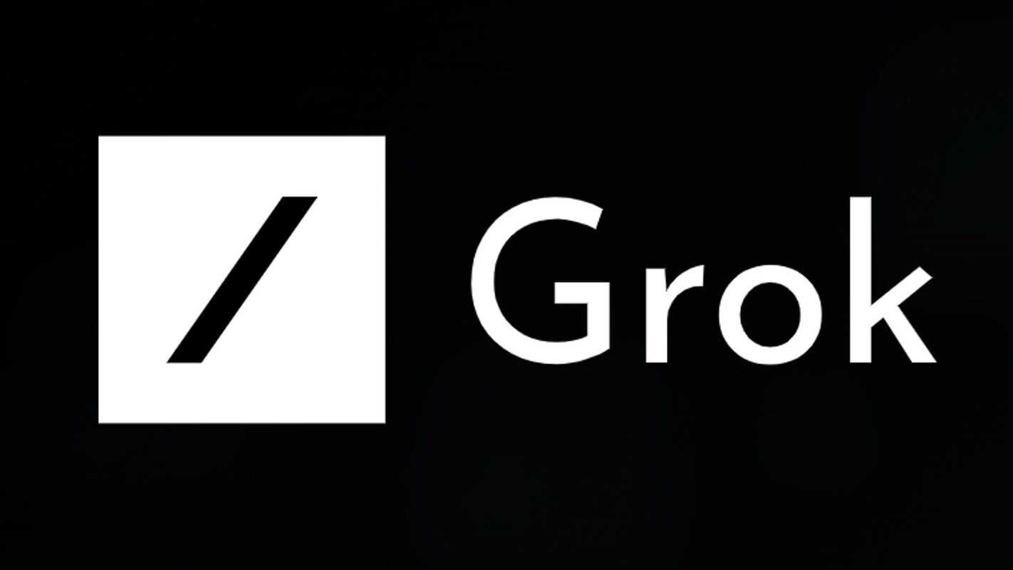  The black and white logo of Grok, a company founded by Elon Musk that aims to advance artificial intelligence through explainable AI (xAI).