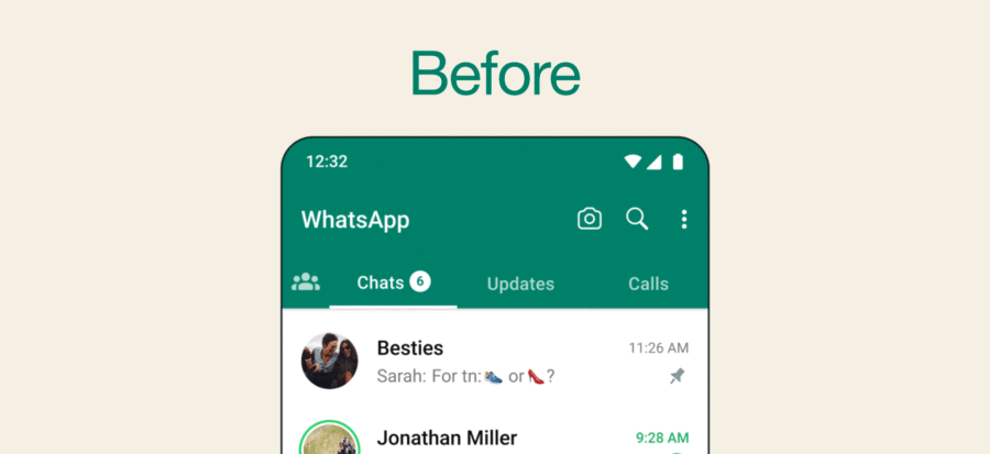 WhatsApp erhält ein neues Design auf Android und iOS