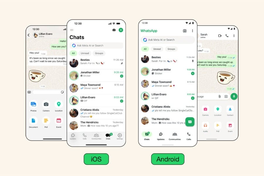 WhatsApp gets a new design on Android and iOS