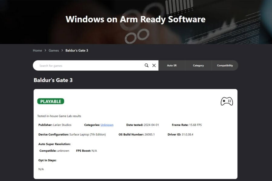 Windows on Arm Ready Software website launched to track the availability of games on ARM devices