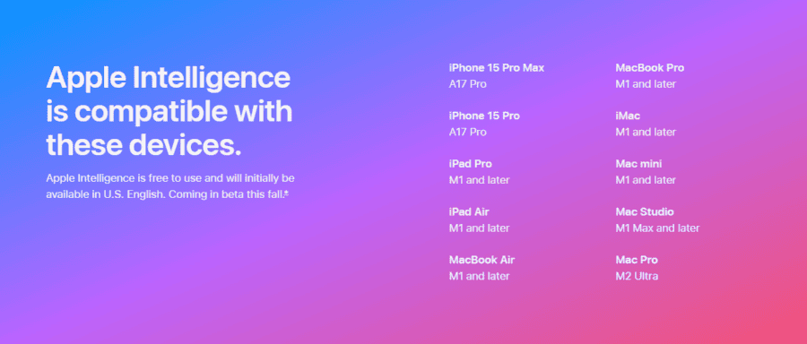 Here are the devices on which Apple Intelligence will be available